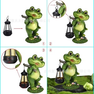 Lámpara Solar de Jardín con Forma de Rana, Decoración LED para Exteriores, Resistente al Agua, de Resina, Independiente - Product Image 1