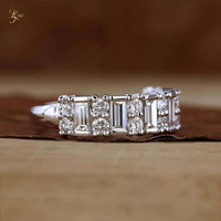 Bague de fiançailles et de mariage personnalisée en diamant de laboratoire 1 carat, or 18 carats, certifiée IGI, diamant de laboratoire taille baguette, demi-éternité, bijoux