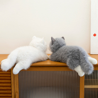Adorable peluche chat avec rembourrage en coton PP, doublure en maille anti-stress - Décoration d'intérieur et cadeau pour unisexe, chat de simulation