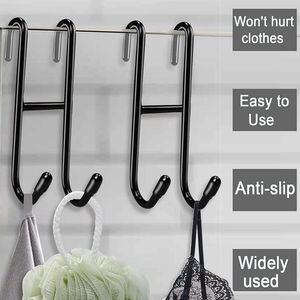 Porte-serviettes mural en acier inoxydable sans cadre pour douche, 2 crochets, support pour vêtements et essuie-glace, écologique - Product Image 3