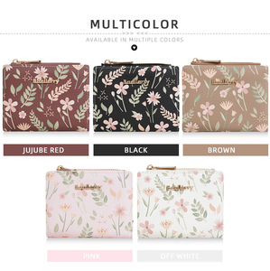 Baellerry nuovo fiore stampa da donna portafoglio sottile porta carte Bifold portamonete con cerniera tasca in pelle di grande capacità - Product Image 2