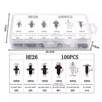 HE26 100 pièces 6 tailles 100 pièces attaches automobiles, goupilles de retenue à pression pour carrosserie, rivets, clips pour pare-chocs et garnitures de porte