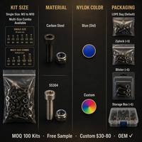 Kit de vis et écrous de blocage en nylon Nylok M6 M8 M10, assortiment d'éléments de fixation anti-vibration en acier au carbone, oxyde noir, ISO 9001