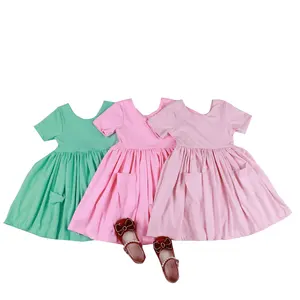 Эксклюзивная летняя одежда для девочек, детские платья с коротким рукавом для маленьких девочек, одежда с бантом