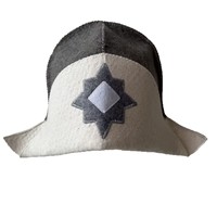 Chapeau de sauna en feutre de laine à motif étoile contrastant, broderie géométrique, style ethnique, épaissi, isolation thermique, fabriqué en Chine