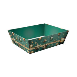 Cesta navideña de cartón con adornos dorados 39cm x 30,5 cm x 13cm - Product Image 1