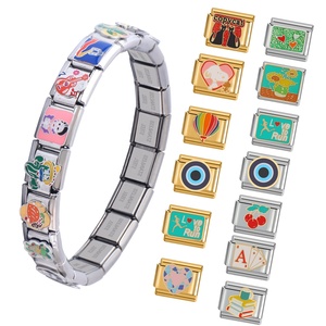 Bracelet à breloques italien en acier inoxydable de haute qualité, modulaire, pour homme et femme, étanche - Product Image 1