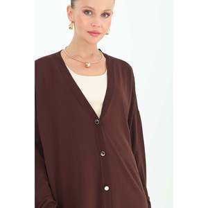 Women's Basic <b>Tunic</b> with Floral Embossing - 10482TUN - BROWN - Product Image 5