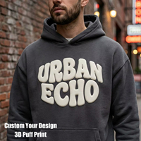Sweat à capuche de haute qualité fabriqué en usine, logo personnalisé imprimé en relief, coton lourd, design graphique en mousse 3D, sweat à capuche surdimensionné pour hommes