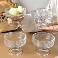Bol à yaourt glacé, gobelet à pudding, gobelet à mousse léger et luxueux à pied haut, bol décoratif pour dessert, adapté aux boissons froides