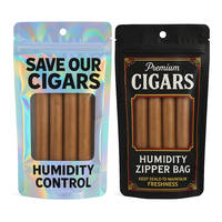 Bolsas de plástico planas con tres sellos laterales a prueba de humedad personalizadas, embalaje de almacenamiento de cigarros resellable, bolsa con cierre de cremallera con orificio para colgar