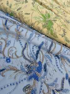 ผ้าปักมือคุณภาพพรีเมียมประดับด้วยไข่มุก ลูกปัด และเลื่อมวิบวับ สำหรับเครื่องประดับเจ้าสาวในงานแต่งงานและเสื้อผ้าดีไซเนอร์ - Product Image 2