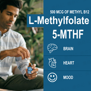 Gotas Orales Veganas con Sabor a Bayas, con L-Metilfolato 5-MTHF <span class=keywords><strong>1mg</strong></span> y Metil <span class=keywords><strong>B12</strong></span> 500mcg, Botella de 60ml, Suplemento Dietético Diario Natural - Product Image 4