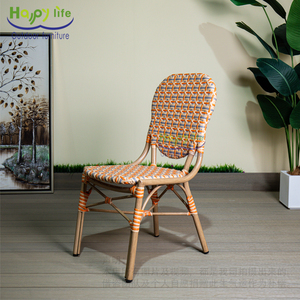 Happy Life <span class=keywords><strong>Paris</strong></span> Bistro Style Silla de comedor de ratán Marco de aluminio para todo clima Diseño moderno ligero para uso en dormitorio y <span class=keywords><strong>parque</strong></span> - Product Image 4