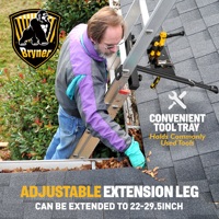 Échelle de nettoyage de toiture en aluminium galvanisé de qualité aéronautique, support de 300 lb avec plateau porte-outils, pieds réglables de 22 à 29,5 pouces avec patins en caoutchouc