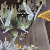 Ailes de papillon lumineuses pour mariage, décoration de scène, lumières suspendues au plafond, accessoires de mise en scène de mariage, lampes