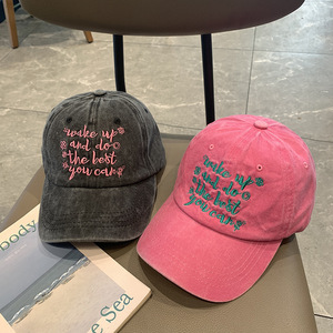 Gorra de Béisbol Bordada con Letras Estilo Coreano para Mujer, Gorra Americana Retro Desgastada con Visera de Pico de Pato, Sombrero de Sol de Verano para Hombre - Product Image 2