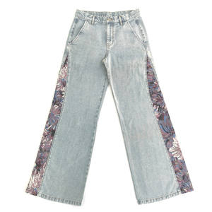 Hot Sale Vintage Style <b>Women</b> Denim Jeans Trendy Pants Retro Patchwork Design Jeans <b>for</b> Casual Daily Wear - Product Image 1