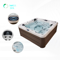 Baignoire Spa Moderne de Luxe pour 4 Personnes Rectangulaire Hydrothérapie Bain à Remous Extérieur Massage pour Maison Hôtel Jardin Piscines