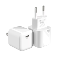 Charger Dinding Mini 20W USB C PD Fast Charging Satu Port, Adaptor Pengisi Daya Colokan US, Charger Perjalanan untuk Ponsel dan Tablet, OEM OTP