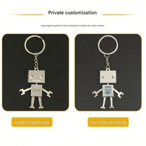 Porte-clés Rétro Robot en Carton Argenté, Figurine Arlen, Pendentif Métallique, Logo Gravé au Laser et Imprimé, Cadeau - Product Image 4