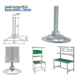 מוט צינור חוט חוט קבוע גביע רגל/אלומיניום חיבור פרופיל אלומיניום מתכוונן רגל/תחתון שטוח רגל תמיכה רגל m12 - Product Image 1