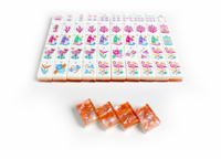 Jeu de Mahjong Américain de Luxe Portable 3 Couches 160 Tuiles en Acrylique Orange Nacré Flamingo Paradise – Édition Designer pour un Divertissement Haut de Gamme