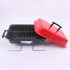 Portable Folding Barbecue Grill Red Lid Multifunctional Outdoor Camping Grill Detachable Compact Design - Product Image 1