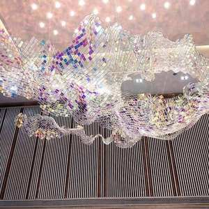Lustre en cristal, grande lampe suspendue, couleur blanche, LED blanc chaud 3500K, base d'ampoule E27, lampe de plafond, décoration de salon - Product Image 1