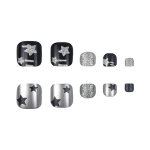 24 pièces <span class=keywords><strong>blanc</strong></span> doux Cool Flash Star Design Nail Art <span class=keywords><strong>faux</strong></span> ongles pièces <span class=keywords><strong>pied</strong></span> armure inspiré par Ins vent pour fille chaude - Product Image 3