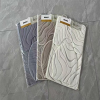 Modern kare kabartmalı kaymaz Polyester halı jakarlı kalın (0.6-1 inç) Banyo Mat seti TPR destek makinesi yıkanabilir ev