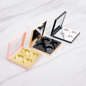 Confezione in polvere di ombretto magnetico con rivestimento uv nero quadrato vuoto personalizzato a 4 colori con specchio