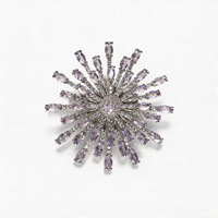 Broche Feux d'artifice en cristal violet rêveur, micro-sertie de diamants étincelants en forme d'étoile, broche pour robe de soirée et de cérémonie