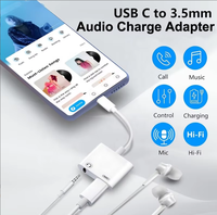Adaptateur Premium 2-en-1 USB-C vers audio auxiliaire 3,5 mm et charge 10 W pour téléphones mobiles Samsung 15, 16, 17