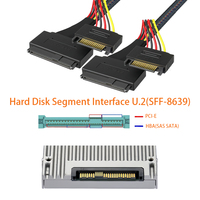 Câble PCI-E Slimline SAS tout-en-un SFF-8654 8I vers 2X SFF-8639 U.2 avec alimentation SATA 15P NVME SSD 1m pour ordinateurs