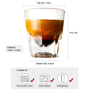 Disponibile: Tazza <span class=keywords><strong>in</strong></span> <span class=keywords><strong>Vetro</strong></span> per Espresso Cortado da 133ml <span class=keywords><strong>con</strong></span> Base Pesante, Tazza per Caffè e Latte da 4.5oz <span class=keywords><strong>con</strong></span> Logo Personalizzato Inciso per Caffetterie, Vendita all'Ingrosso - Product Image 2