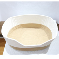 Panier tissé en corde de coton écologique, panier pliable avec poignées en coton, lit pour chat