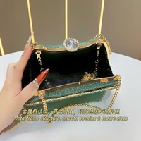 Nouvelle Pochette de Soirée de Luxe pour Femme, Sac à Main Creux Orné de Diamants, Style Célébrité, avec Fermoir Chaîne