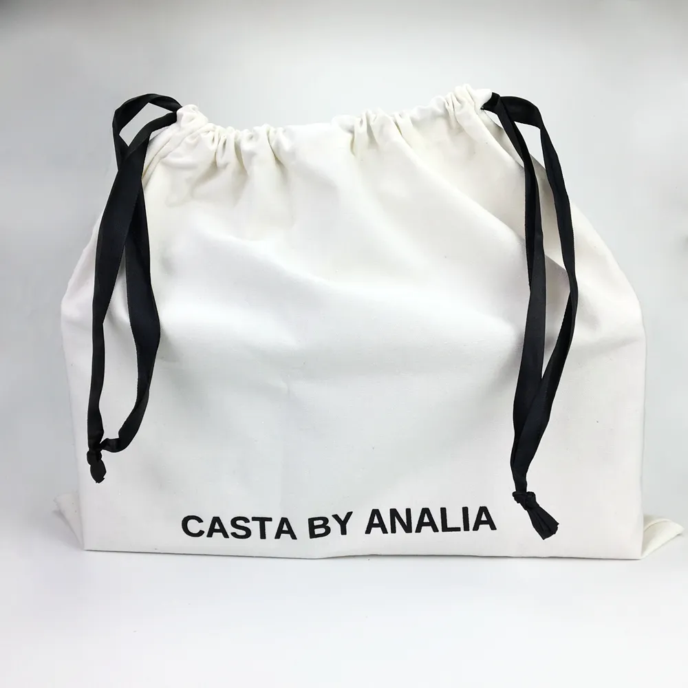 Nuovo design di lusso bianco di cotone sacchetti di polvere con nero logo della polvere della copertura del sacchetto per le borse