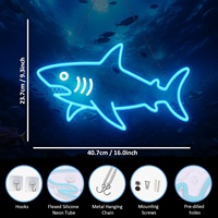 Enseignes néon personnalisées en forme de requin, lumière LED dimmable, étanche IP54, décoration murale animale avec alimentation USB, contrôle Bluetooth pour voiture et bâtiment