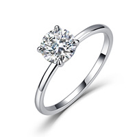 Bague de fiançailles classique en argent sterling S925 avec moissanite créée en laboratoire à quatre griffes, certification GRS, 1 carat total, pour couples