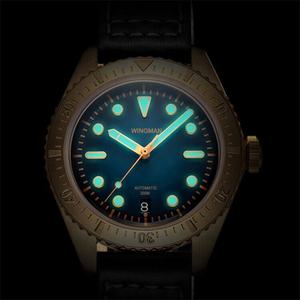 Relojes de Buceo para Hombre, Estilo Clásico Retro Casual, Bisel con Inserto, Esfera Superluminosa, Correa de Cuero Genuino, Resistentes al Agua hasta 200 Metros - Product Image 3