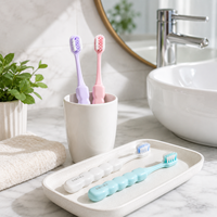 Brosse à dents manuelle en gros à poils doux en PBT avec prise en main confortable pour l'hygiène bucco-dentaire quotidienne des adultes à domicile