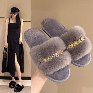Hot Sale Wholesale TPR Sole Fashion <b>slippers</b> Plush Lining Indoor and Outdoor <b>slippers</b> Flannel Lining With Quality Wholesale - Product Image 4