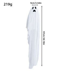 Decoraciones de Fantasmas de Halloween para Exteriores, Paquete de 3 Adornos Colgantes de Tela Transparente Blanca para Fiesta de Halloween - Product Image 4
