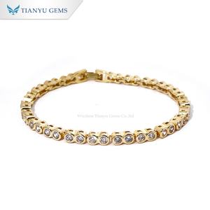 Tianyu <b>Gems</b> Wholesale Gold Plated Copper Rhinestone Tennis <b>Bracelet</b> Sparkling Round <b>Stone</b> Link Fashion Jewelry for Women - Product Image 1