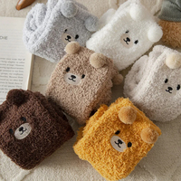 Chaussettes douillettes pour femmes, chaussettes d'hiver épaisses et moelleuses avec motif d'ours 3D, chaussettes chaudes et confortables pour la maison, chaussettes de sommeil, chaussettes douces et mignonnes