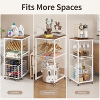 Organisateur de rangement multi-niveaux avec paniers coulissants, étagère autoportante pour salle de bain et buanderie