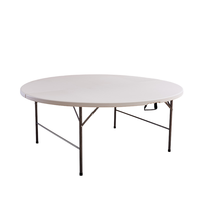 Table pliante ronde en plastique blanc robuste avec pieds en métal pour la restauration en plein air et les fêtes