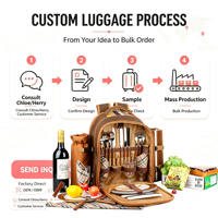 Mochila de Picnic Walker para 4 Personas con Compartimento Refrigerador, Bolsa para Vino, Manta de Picnic (45"x53") de Poliéster, 5 Libras, Regalo para Familiares y Amantes, Bolsa OEM